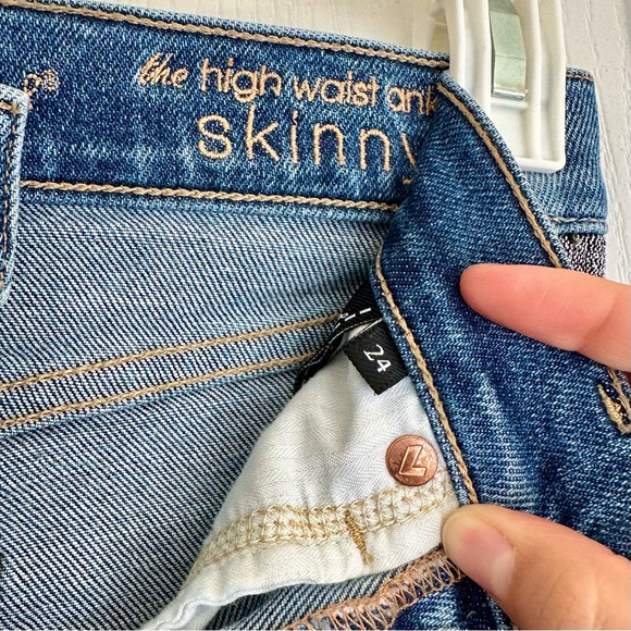 7 For All Mankind The High Waist Skinny Ankle Silver Stripe Medium Wash Jeans - Picture 3 of 7